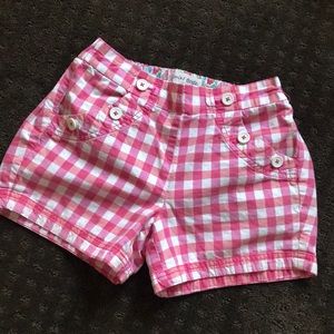 Mini Boden pink/white gingham shorts